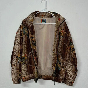 Vintage animal print 80s 90s jacket full zipper lightweight pockets baddie